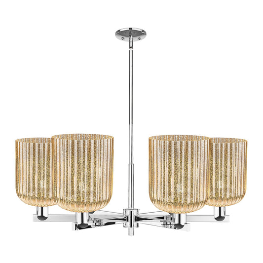 Innovations Bridal Veil 38in 6-Light Chandelier | Industrial Polished Chrome and Mercury Ribbed Glass | Dining Room & Living | Model 716-6CR-PC-G559-8ME