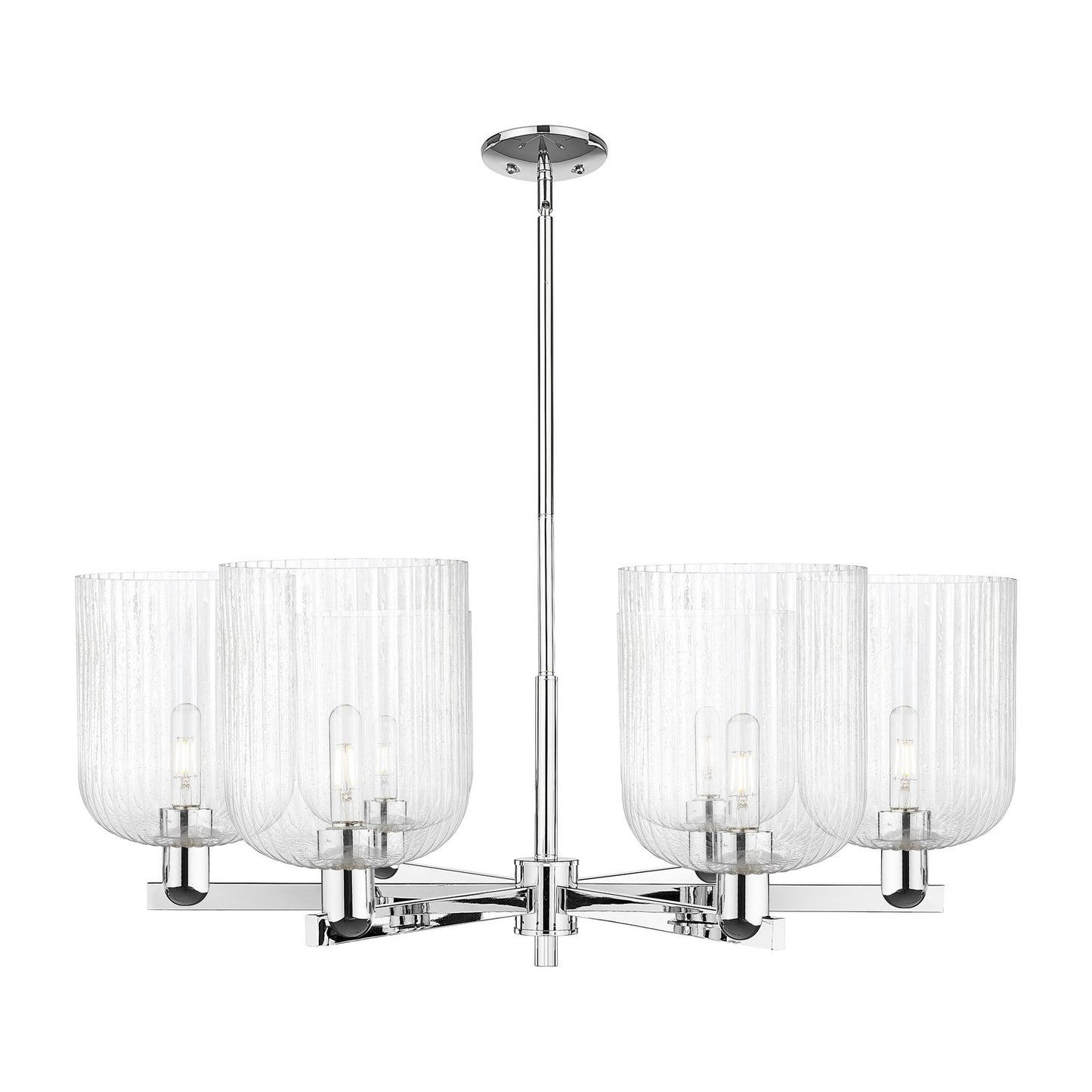 Innovations Bridal Veil 38in 6-Light Chandelier | Industrial Polished Chrome and Seedy Ribbed Glass | Dining Room & Living | Model 716-6CR-PC-G559-8SDY