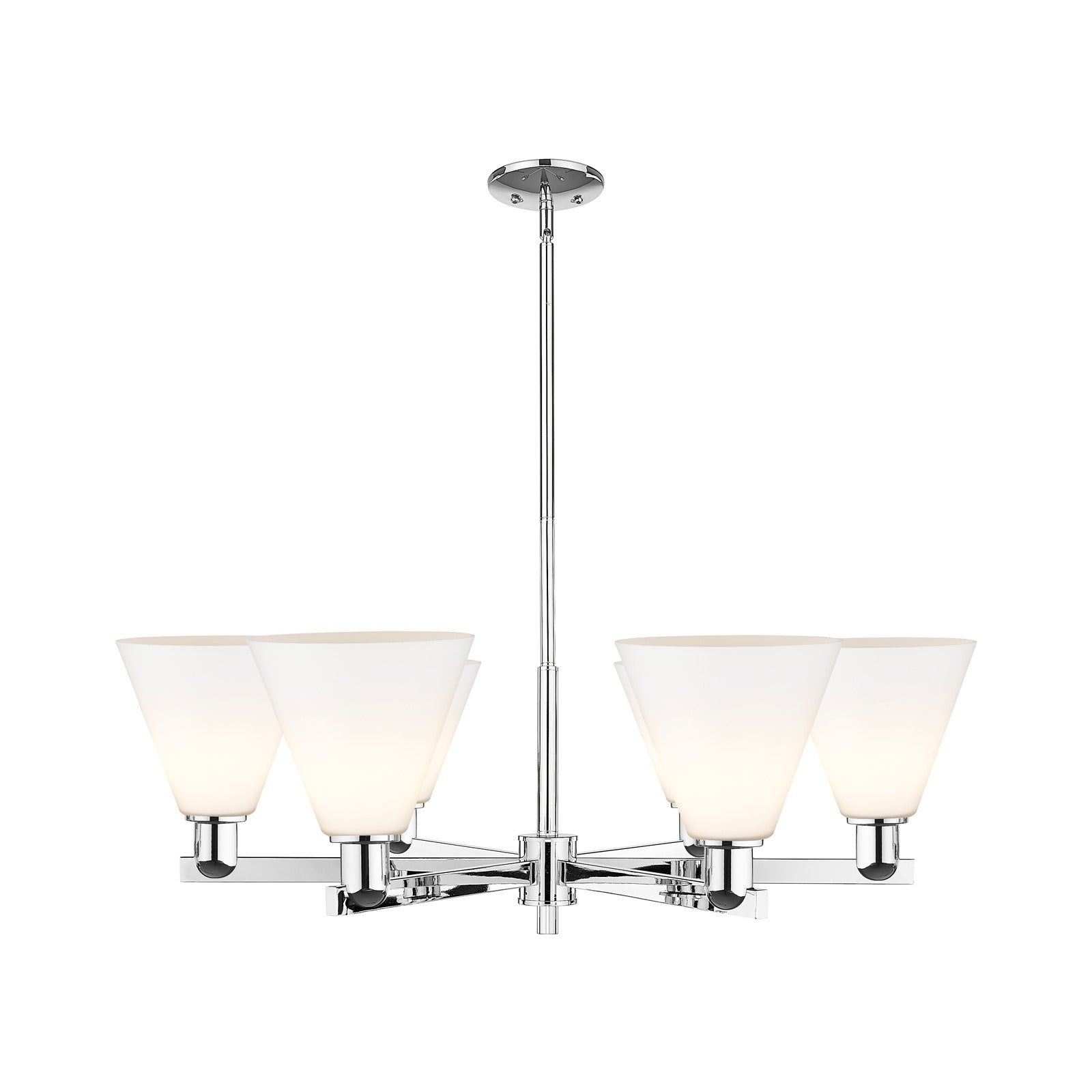 Innovations Berkshire Glass 38in 6-Light Chandelier | Industrial Polished Chrome and Matte White Glass | Kitchen Island & Dining | Model 716-6CR-PC-GBC-81