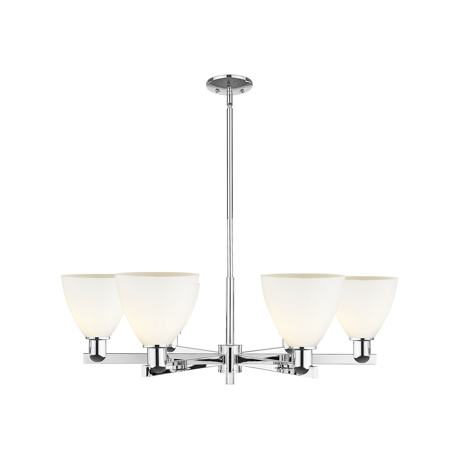 Innovations Bristol 37in 6-Light Chandelier | Industrial Polished Chrome Steel and Matte White Glass | Dining Room & Living | Model 716-6CR-PC-GBD-751