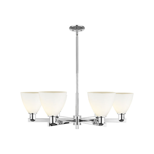 Innovations Bristol 37in 6-Light Chandelier | Industrial Polished Chrome Steel and Matte White Glass | Dining Room & Living | Model 716-6CR-PC-GBD-751