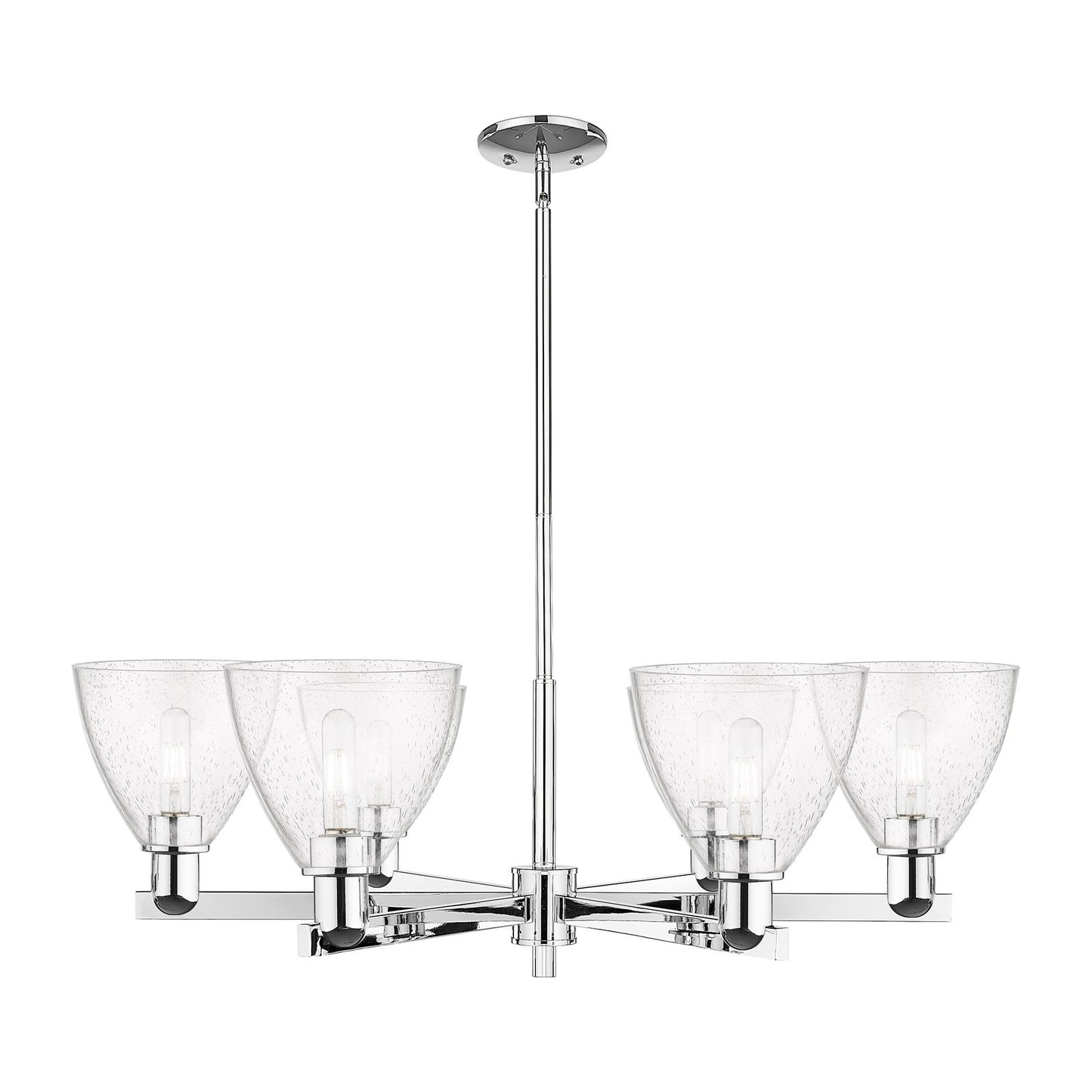 Innovations Bristol 37in 6-Light Chandelier | Industrial Polished Chrome Steel and Seedy Glass | Dining Room & Living Room | Model 716-6CR-PC-GBD-754