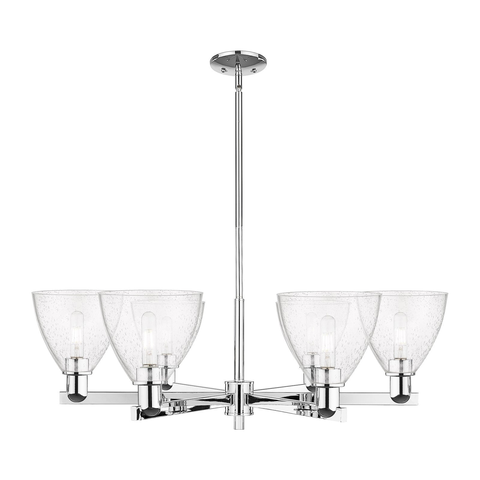 Innovations Bristol 37in 6-Light Chandelier | Industrial Polished Chrome Steel and Seedy Glass | Dining Room & Living Room | Model 716-6CR-PC-GBD-754