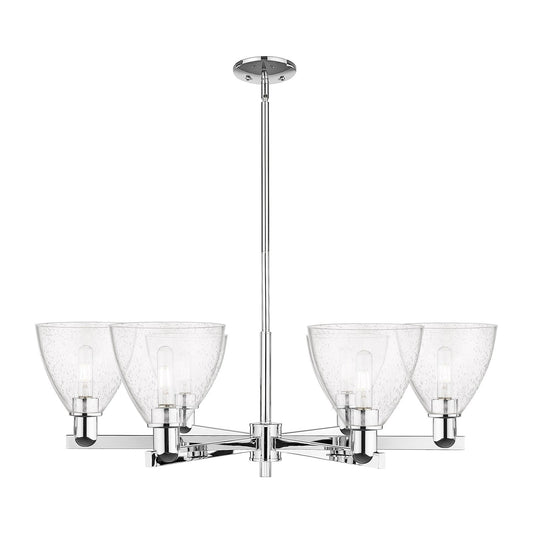 Innovations Bristol 37in 6-Light Chandelier | Industrial Polished Chrome Steel and Seedy Glass | Dining Room & Living Room | Model 716-6CR-PC-GBD-754