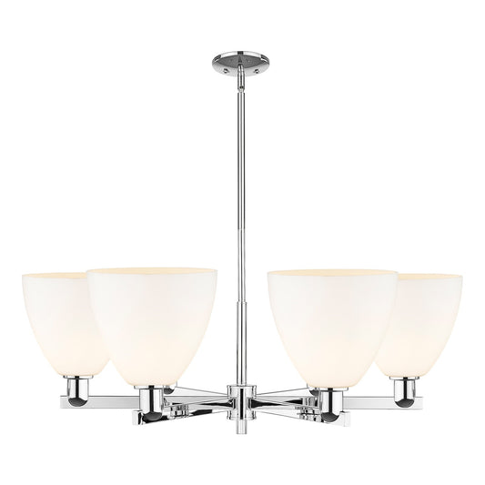 Innovations Bristol 39in 6-Light Chandelier | Industrial Polished Chrome and Matte White Glass | Kitchen Island & Dining Room | Model 716-6CR-PC-GBD-91