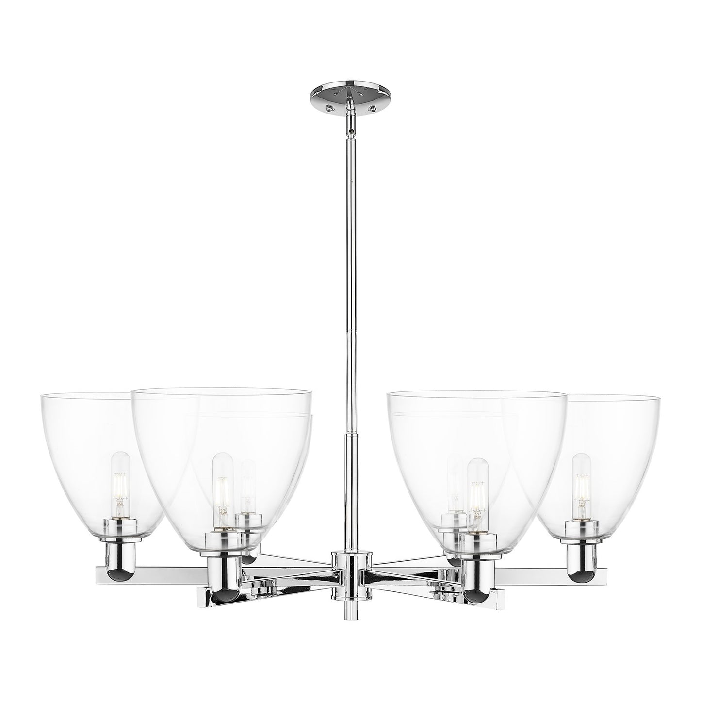 Innovations Bristol 39in 6-Light Chandelier | Industrial Polished Chrome Steel and Clear Glass | Dining Room & Living Room | Model 716-6CR-PC-GBD-92