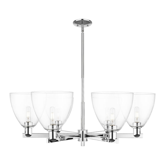 Innovations Bristol 39in 6-Light Chandelier | Industrial Polished Chrome Steel and Clear Glass | Dining Room & Living Room | Model 716-6CR-PC-GBD-92