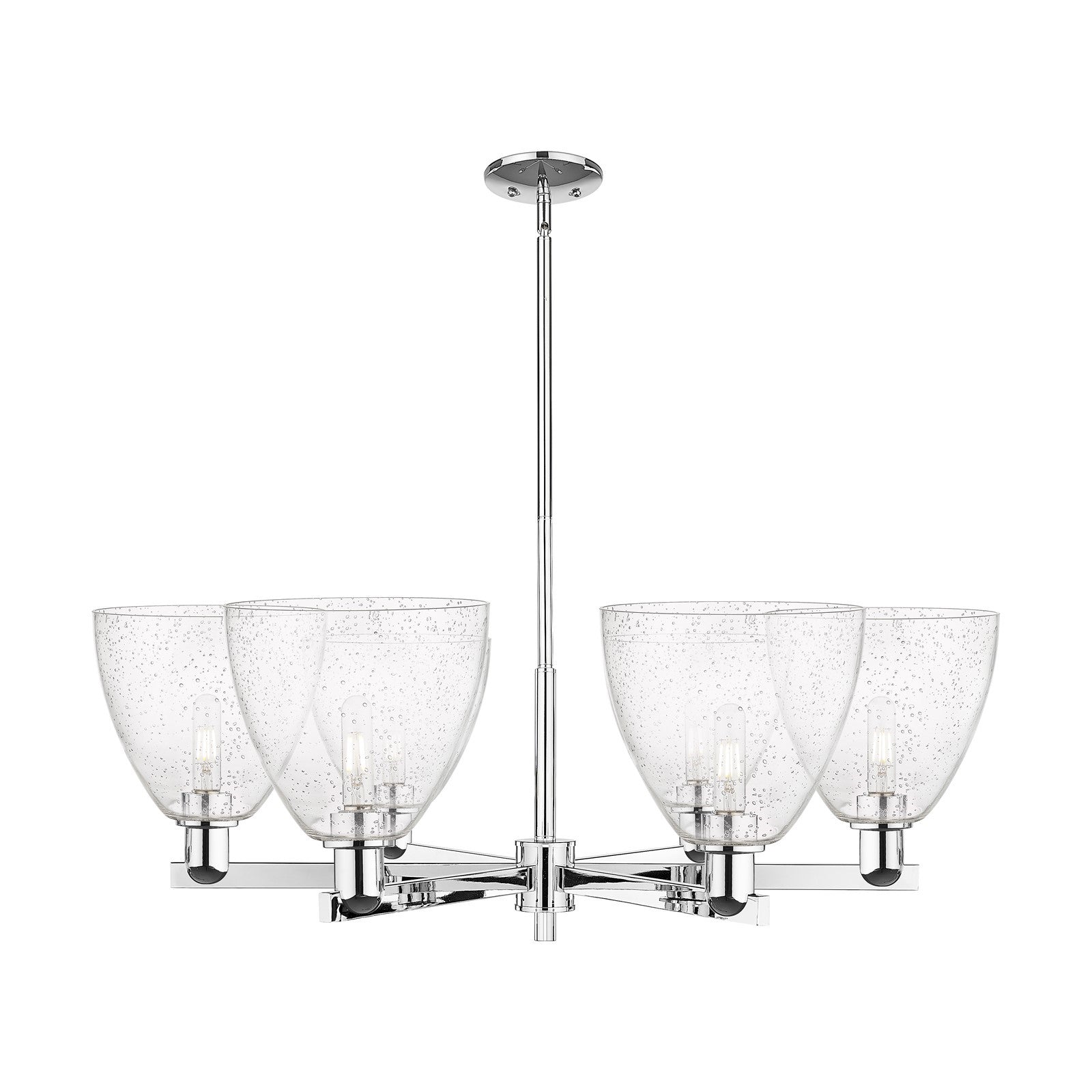 Innovations Bristol 39in 6-Light Chandelier | Industrial Polished Chrome Steel and Seedy Glass | Dining Room & Living Room | Model 716-6CR-PC-GBD-94