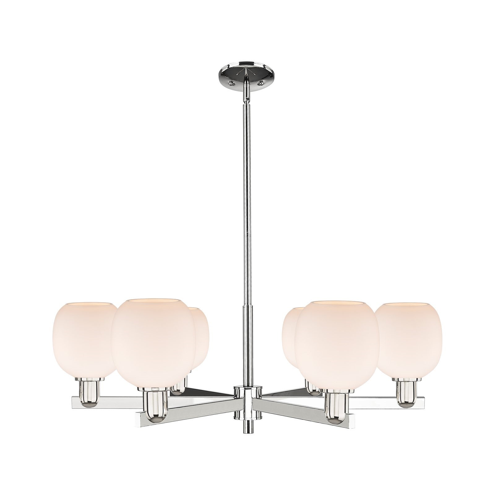 Innovations Belfast 36in 6-Light Chandelier | Industrial Polished Nickel and Matte White Glass | Dining Room & Living Room | Model 716-6CR-PN-G101