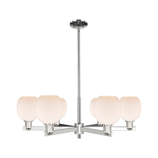 Innovations Belfast 36in 6-Light Chandelier | Industrial Polished Nickel and Matte White Glass | Dining Room & Living Room | Model 716-6CR-PN-G101