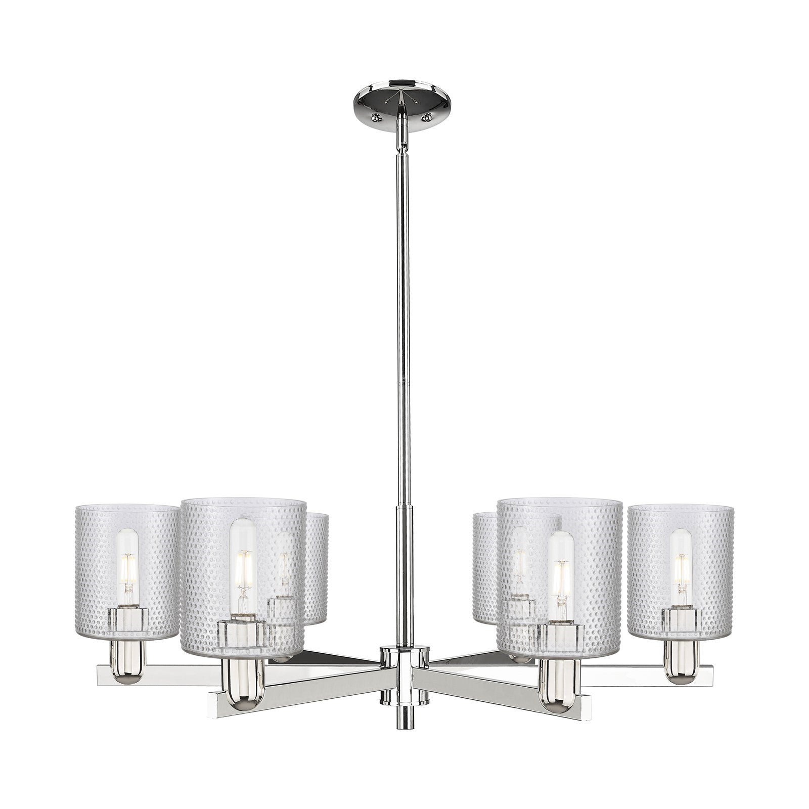 Innovations Cobbleskill 35in 6-Light Chandelier | Industrial Polished Nickel and Clear Glass | Dining Room & Living Room | Model 716-6CR-PN-G112