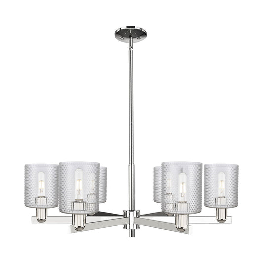 Innovations Cobbleskill 35in 6-Light Chandelier | Industrial Polished Nickel and Clear Glass | Dining Room & Living Room | Model 716-6CR-PN-G112