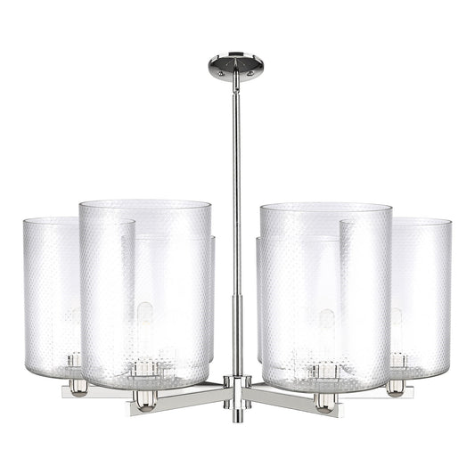 Innovations Cobbleskill 39in 6-Light Chandelier | Industrial Polished Nickel and Clear Glass | Dining Room & Living Room | Model 716-6CR-PN-G112-L