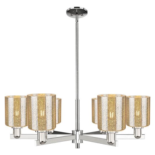 Innovations Cobbleskill 35in 6-Light Chandelier | Industrial Polished Nickel and Mercury Glass Drum Shade | Dining Room & Living | Model 716-6CR-PN-G116