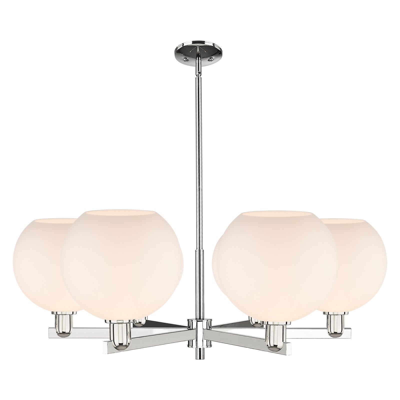 Innovations Athens 40in 6-Light Chandelier | Industrial Polished Nickel Steel and Matte White Glass | Dining Room & Living Room | Model 716-6CR-PN-G121-10