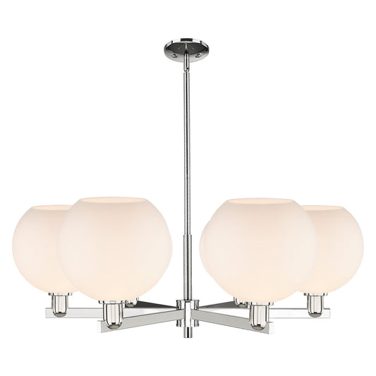 Innovations Athens 40in 6-Light Chandelier | Industrial Polished Nickel Steel and Matte White Glass | Dining Room & Living Room | Model 716-6CR-PN-G121-10