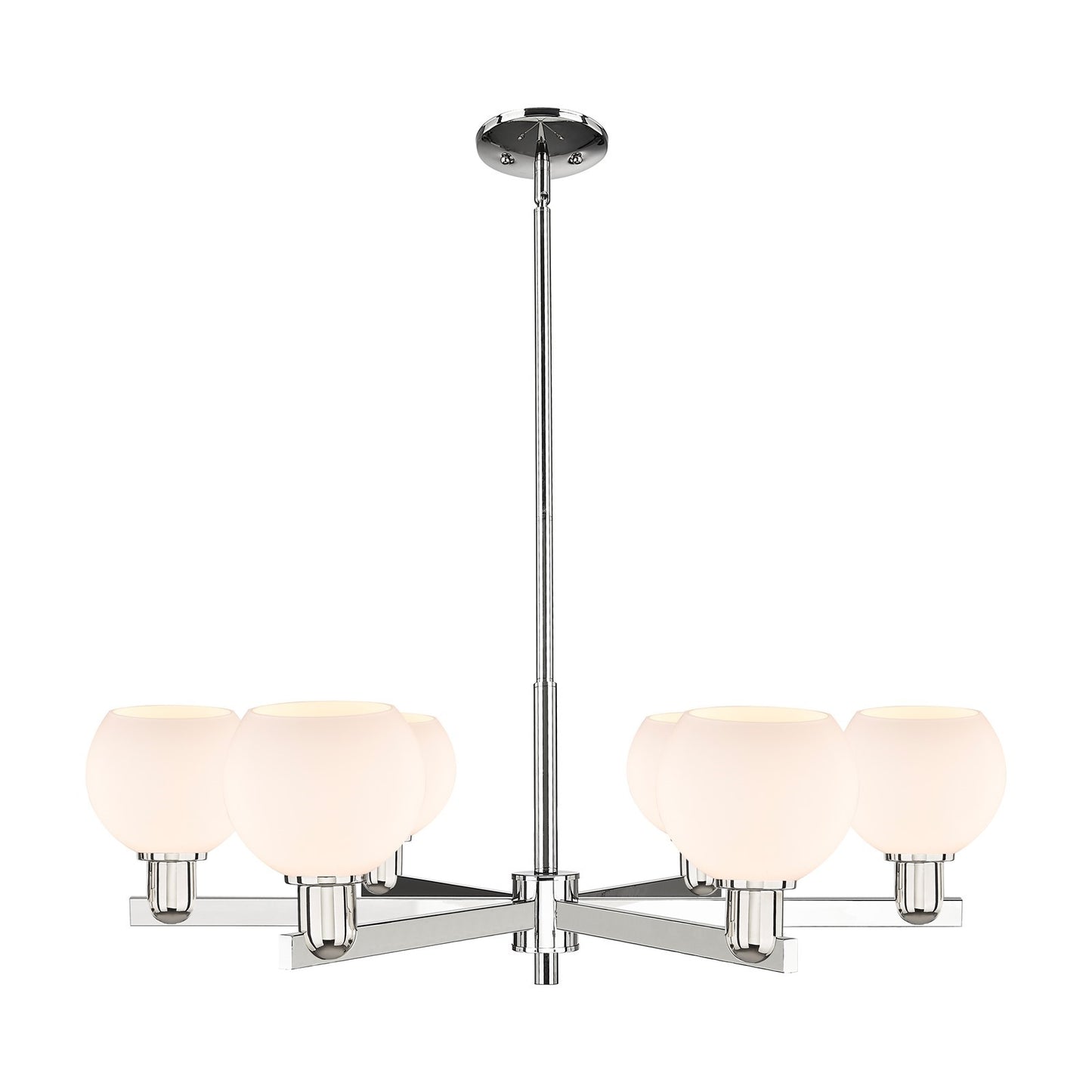 Innovations Athens 36in 6-Light Chandelier | Industrial Polished Nickel and Matte White Glass | Dining Room & Living Room | Model 716-6CR-PN-G121-6