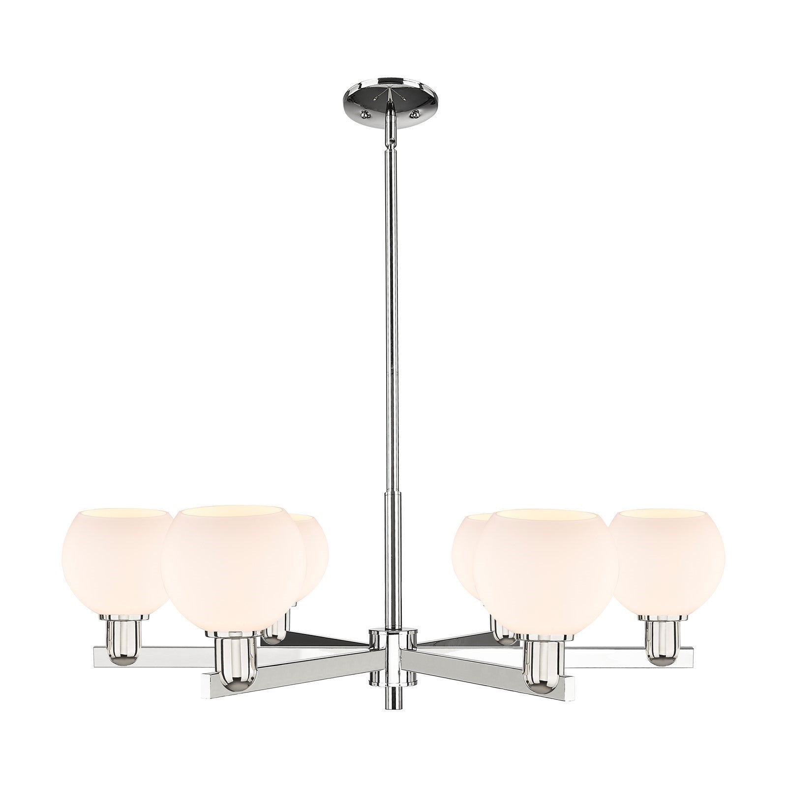 Innovations Athens 36in 6-Light Chandelier | Industrial Polished Nickel and Matte White Glass | Dining Room & Living Room | Model 716-6CR-PN-G121-6