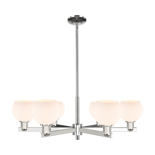 Innovations Athens 36in 6-Light Chandelier | Industrial Polished Nickel and Matte White Glass | Dining Room & Living Room | Model 716-6CR-PN-G121-6