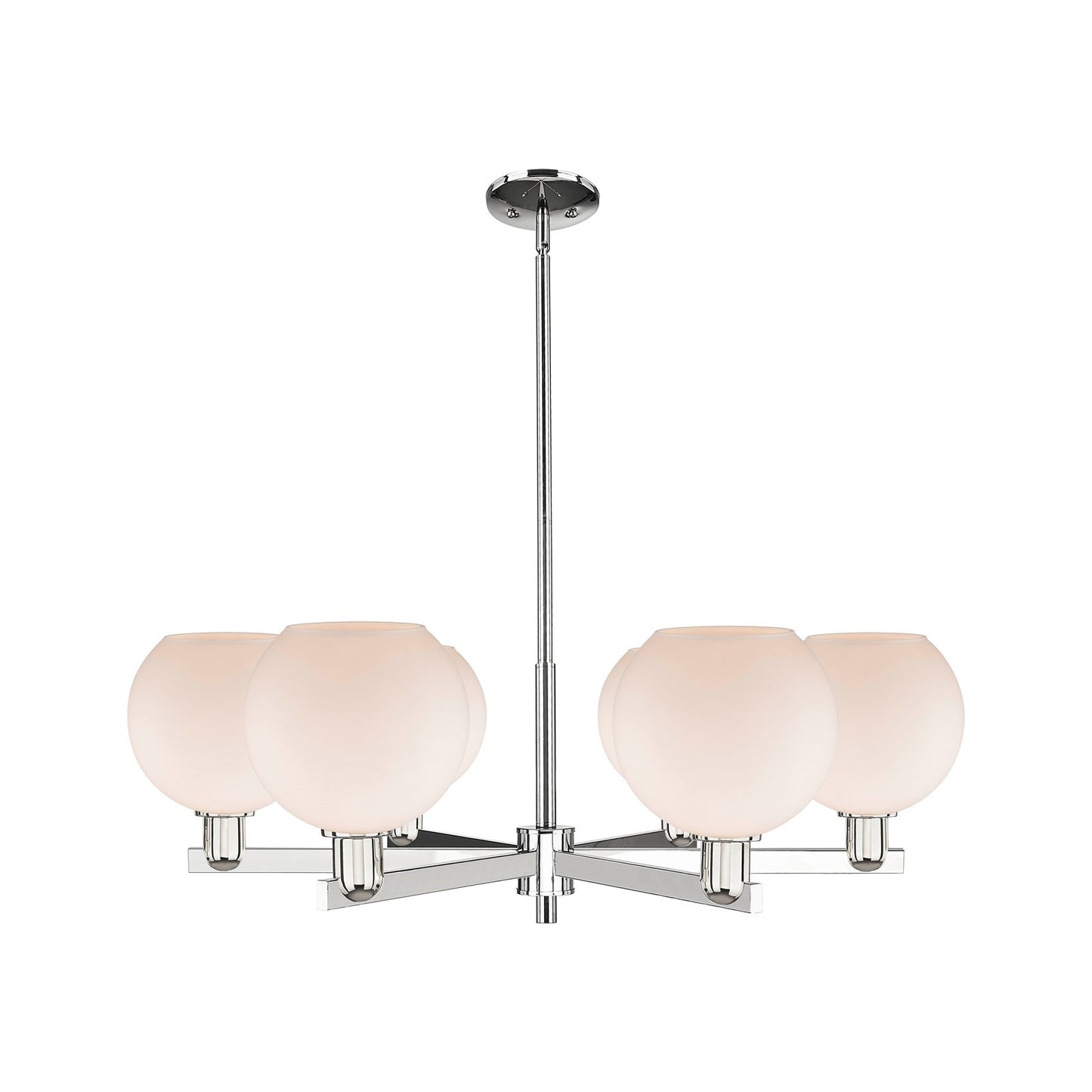 Innovations Athens 38in 6-Light Chandelier | Industrial Polished Nickel and Matte White Glass | Kitchen Island & Dining Room | Model 716-6CR-PN-G121-8
