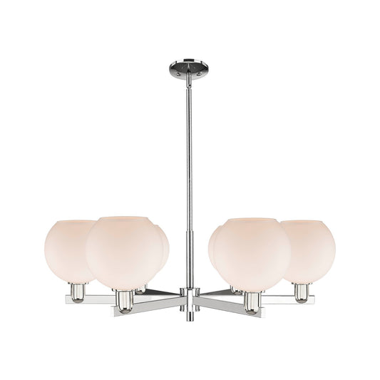 Innovations Athens 38in 6-Light Chandelier | Industrial Polished Nickel and Matte White Glass | Kitchen Island & Dining Room | Model 716-6CR-PN-G121-8