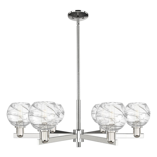 Innovations Athens Deco Swirl 24in 6-Light Chandelier | Industrial Modern Polished Nickel and Clear Glass | Dining Room & | Model 716-6CR-PN-G1213-6CL