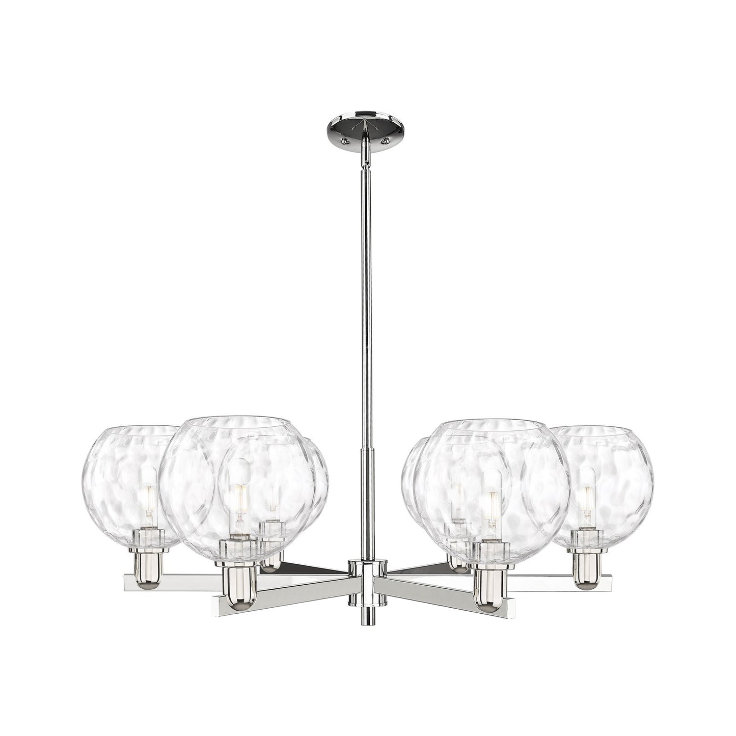 Innovations Athens 38in 6-Light Chandelier | Industrial Polished Nickel and Clear Water Glass | Kitchen Island & Dining Room | Model 716-6CR-PN-G1215-8