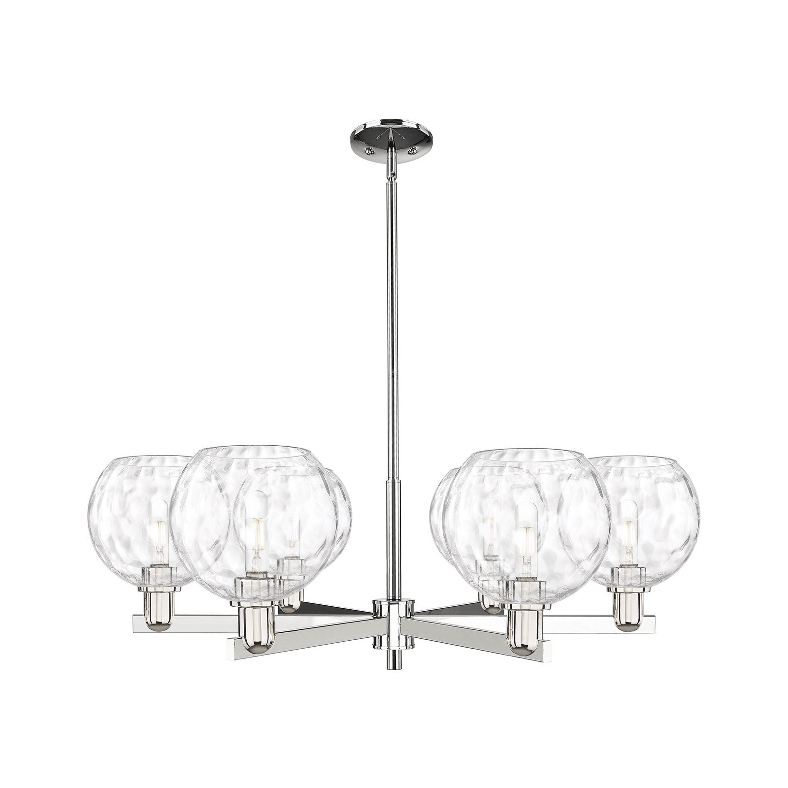 Innovations Athens 38in 6-Light Chandelier | Industrial Polished Nickel and Clear Water Glass | Kitchen Island & Dining Room | Model 716-6CR-PN-G1215-8