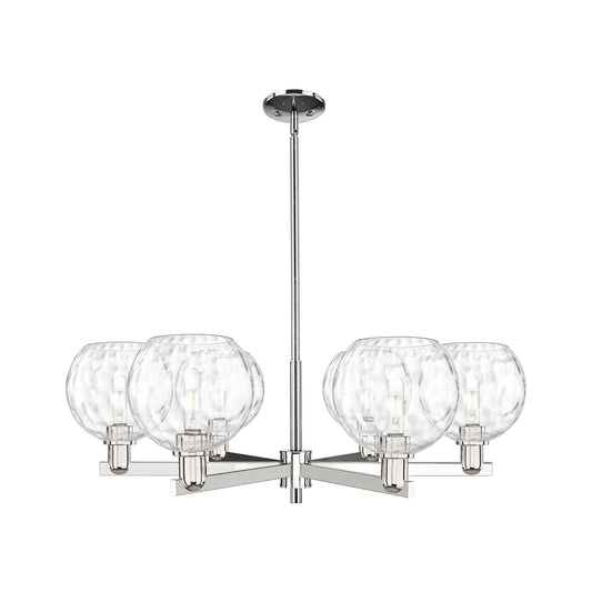 Innovations Athens 38in 6-Light Chandelier | Industrial Polished Nickel and Clear Water Glass | Kitchen Island & Dining Room | Model 716-6CR-PN-G1215-8