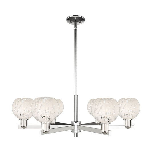 Innovations Lighting Arcadia 36in 6-Light Chandelier | Industrial Polished Nickel and White Mouchette Glass | Dining Room & | Model 716-6CR-PN-G1216-6WM