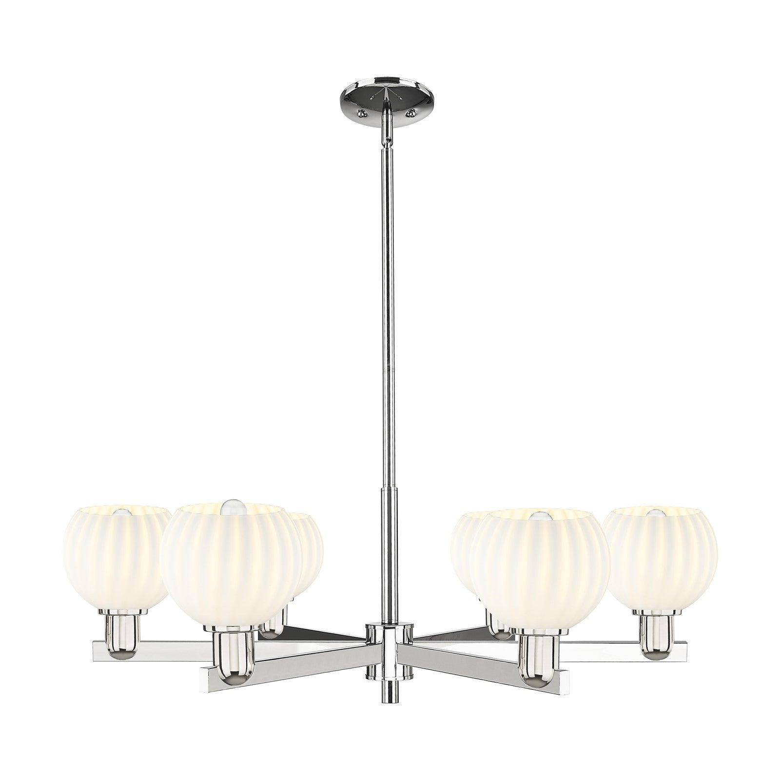 Innovations Lighting Arcadia 36in 6-Light Chandelier | Industrial Polished Nickel and White Venetian Glass | Dining Room & | Model 716-6CR-PN-G1217-6WV