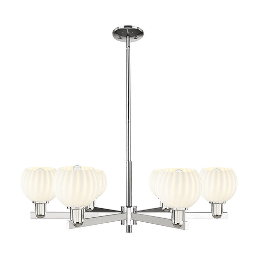 Innovations Lighting Arcadia 36in 6-Light Chandelier | Industrial Polished Nickel and White Venetian Glass | Dining Room & | Model 716-6CR-PN-G1217-6WV