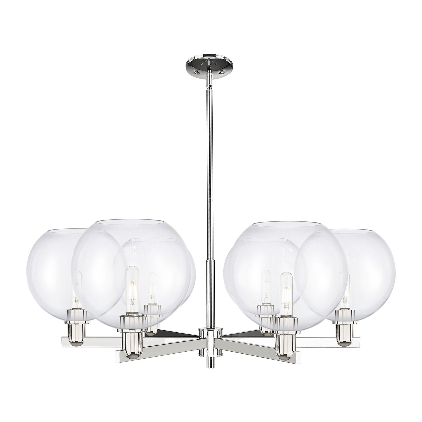 Innovations Athens 40in 6-Light Chandelier | Industrial Polished Nickel Steel and Clear Glass | Dining Room & Living Room | Model 716-6CR-PN-G122-10