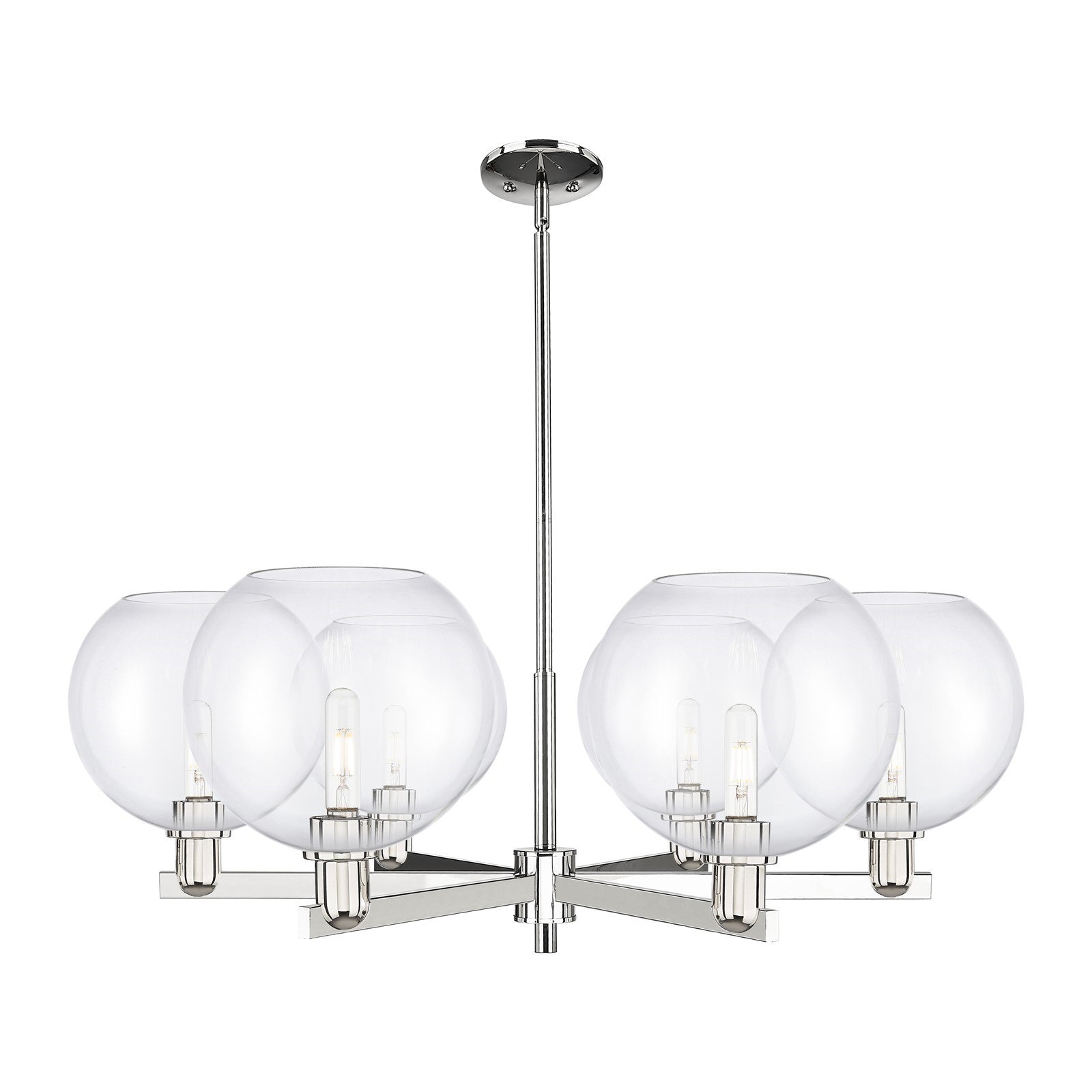 Innovations Athens 40in 6-Light Chandelier | Industrial Polished Nickel Steel and Clear Glass | Dining Room & Living Room | Model 716-6CR-PN-G122-10