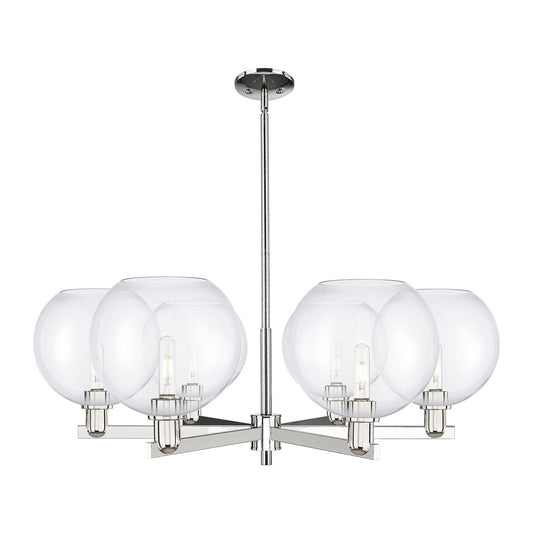 Innovations Athens 40in 6-Light Chandelier | Industrial Polished Nickel Steel and Clear Glass | Dining Room & Living Room | Model 716-6CR-PN-G122-10