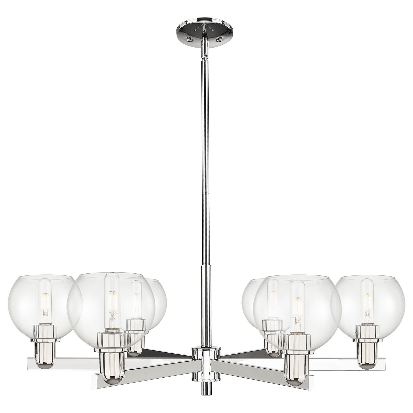 Innovations Athens 36in 6-Light Chandelier | Industrial Polished Nickel and Clear Glass | Kitchen Island & Dining Room | Model 716-6CR-PN-G122-6