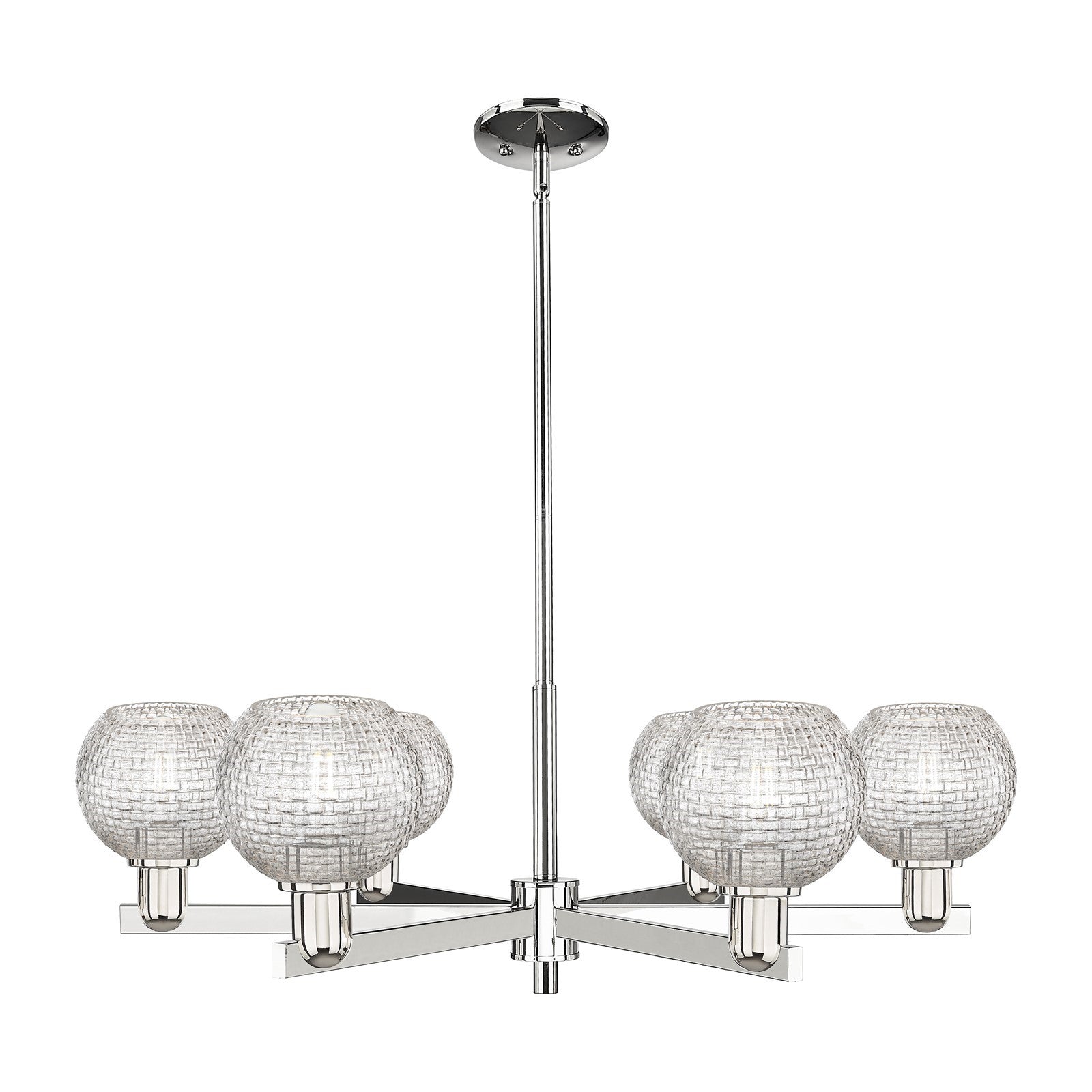 Innovations Athens 36in 6-Light Chandelier | Industrial Polished Nickel and Clear Basket Weave Glass | Dining Room & Living | Model 716-6CR-PN-G122C-6CL