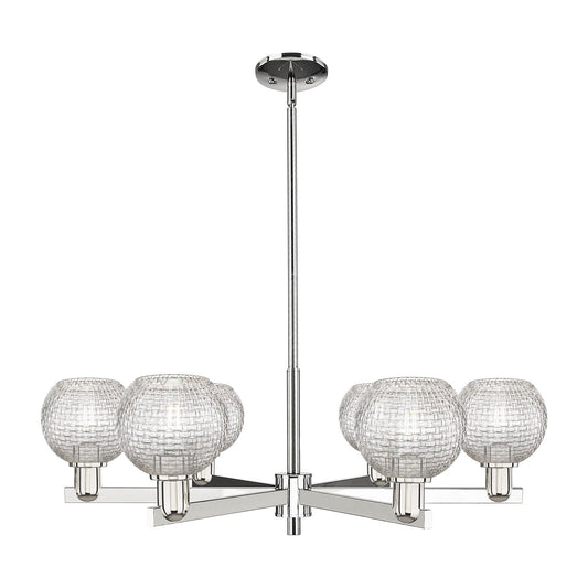 Innovations Athens 36in 6-Light Chandelier | Industrial Polished Nickel and Clear Basket Weave Glass | Dining Room & Living | Model 716-6CR-PN-G122C-6CL