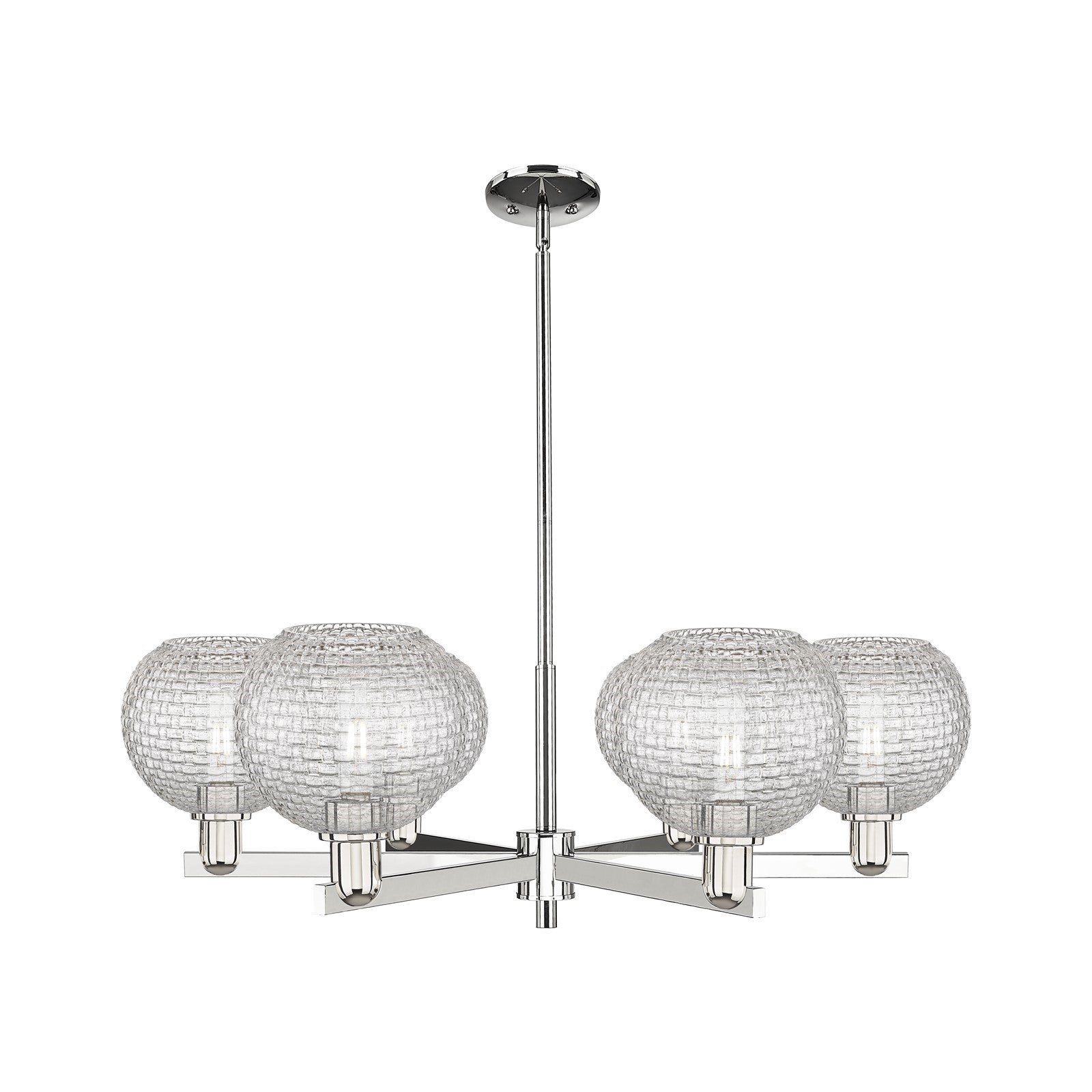 Innovations Athens 38in 6-Light Chandelier | Industrial Polished Nickel and Clear Basket Weave Glass | Dining Room & Living | Model 716-6CR-PN-G122C-8CL