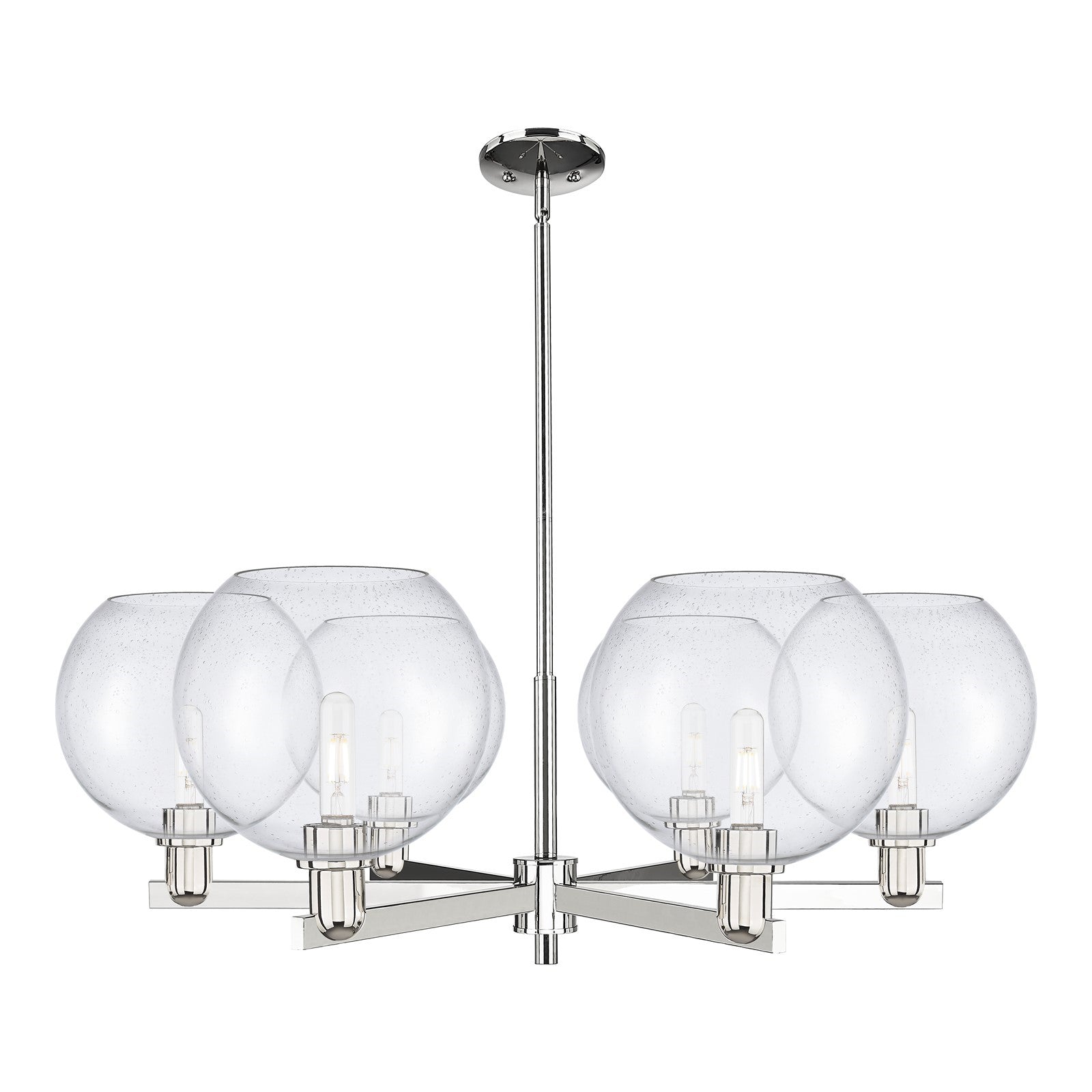 Innovations Athens 40in 6-Light Chandelier | Industrial Polished Nickel and Seedy Glass | Dining Room & Living Room | Model 716-6CR-PN-G124-10