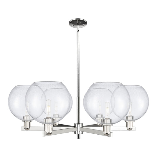 Innovations Athens 40in 6-Light Chandelier | Industrial Polished Nickel and Seedy Glass | Dining Room & Living Room | Model 716-6CR-PN-G124-10