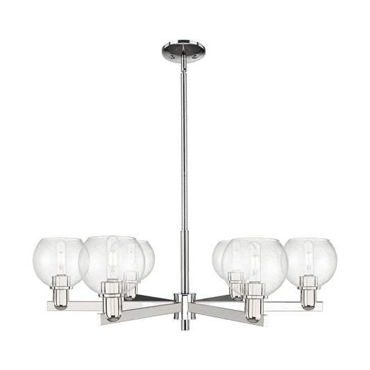 Innovations Athens 36in 6-Light Chandelier | Industrial Polished Nickel Steel and Seedy Glass | Dining Room & Living Room | Model 716-6CR-PN-G124-6