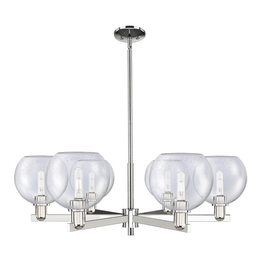 Innovations Athens 38in 6-Light Chandelier | Industrial Polished Nickel Steel and Seedy Glass | Dining Room & Living Room | Model 716-6CR-PN-G124-8