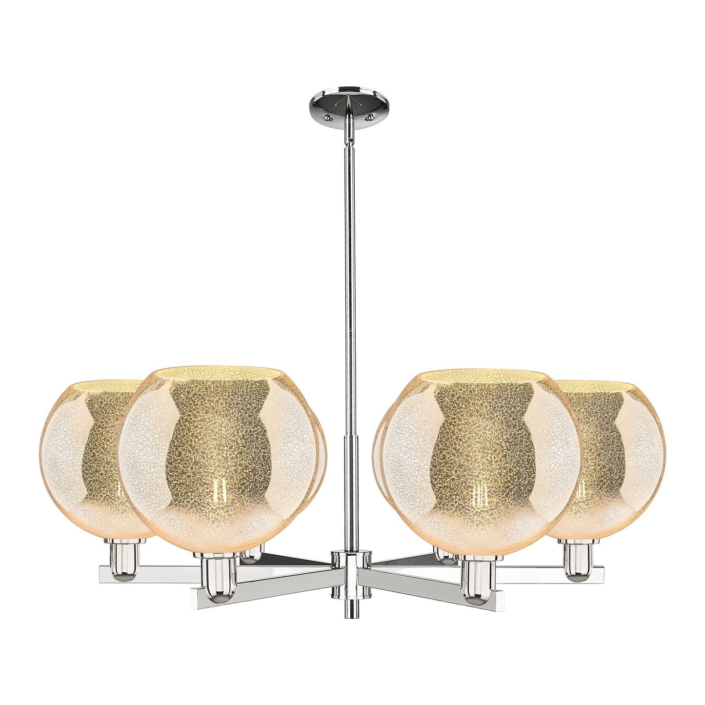 Innovations Athens 40in 6-Light Chandelier | Industrial Polished Nickel and Mercury Glass | Kitchen Island & Dining Room | Model 716-6CR-PN-G128-10