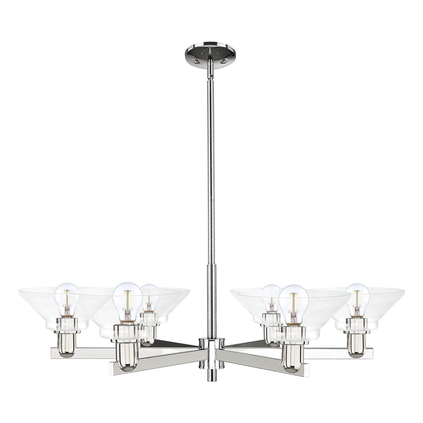 Innovations Orwell 38in 6-Light Chandelier | Industrial Polished Nickel and Clear Glass | Dining Room & Living Room | Model 716-6CR-PN-G132
