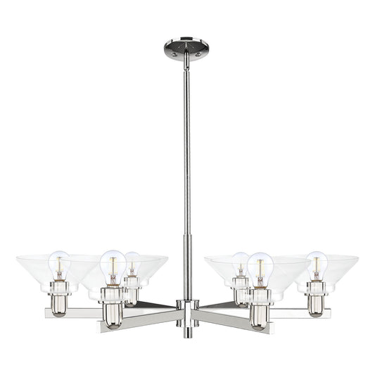 Innovations Orwell 38in 6-Light Chandelier | Industrial Polished Nickel and Clear Glass | Dining Room & Living Room | Model 716-6CR-PN-G132