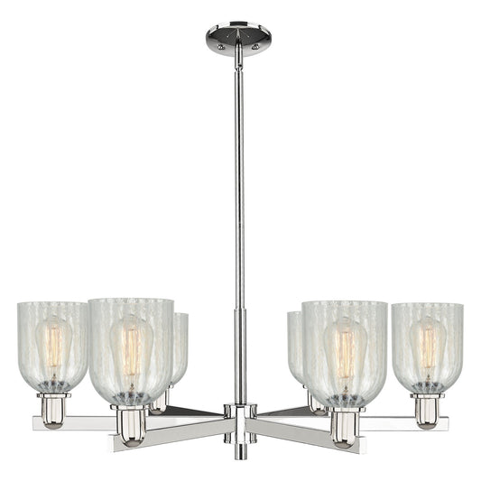 Innovations Caledonia 35in 6-Light Chandelier | Industrial Polished Nickel and Mouchette Glass | Dining Room & Living Room | Model 716-6CR-PN-G2511