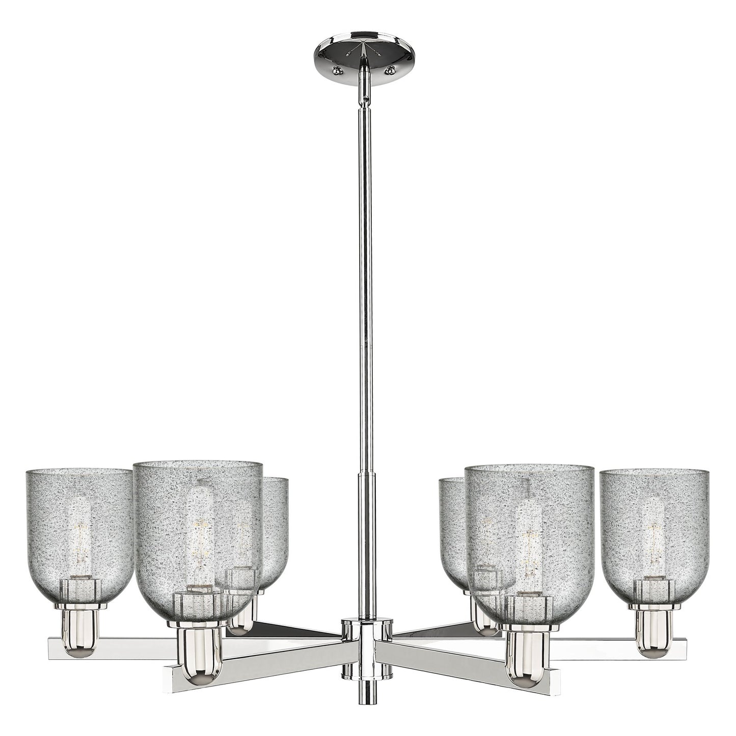 Innovations Caledonia 35in 6-Light Chandelier | Industrial Polished Nickel and Charcoal Glass | Dining Room & Living Room | Model 716-6CR-PN-G257