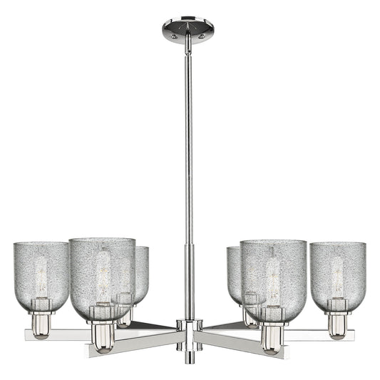 Innovations Caledonia 35in 6-Light Chandelier | Industrial Polished Nickel and Charcoal Glass | Dining Room & Living Room | Model 716-6CR-PN-G257