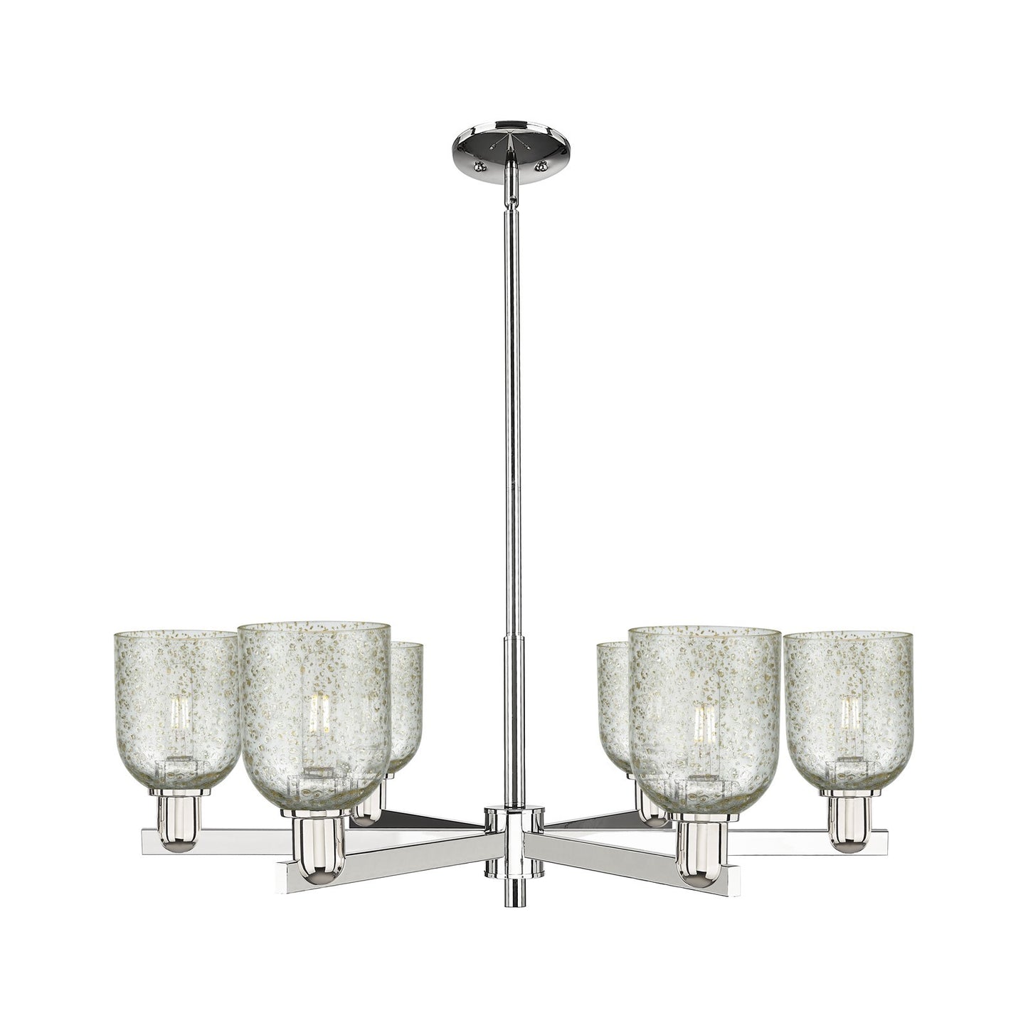 Innovations Caledonia 35in 6-Light Chandelier | Industrial Polished Nickel and Mica Glass | Dining Room & Living Room | Model 716-6CR-PN-G259